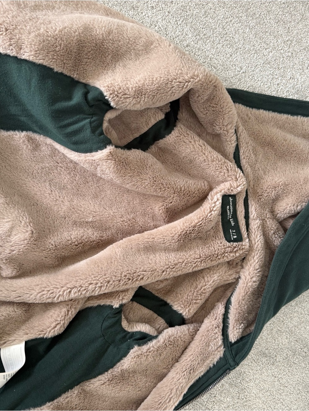 abercrombie kids Green and Tan Plush Lined Jacket